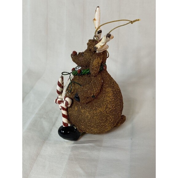 Cute plump reindeer, festive decor, xmas decoration Resin, Candy Canes “JOY” - Picture 6 of 7